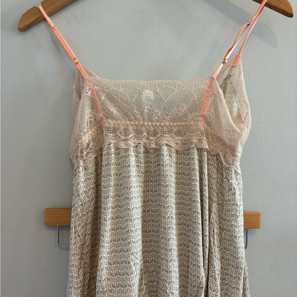 Anthropologie Eberjey Tan & Cream Printed Cami & Long Pant Pajama Set Size M - Picture 6 of 8